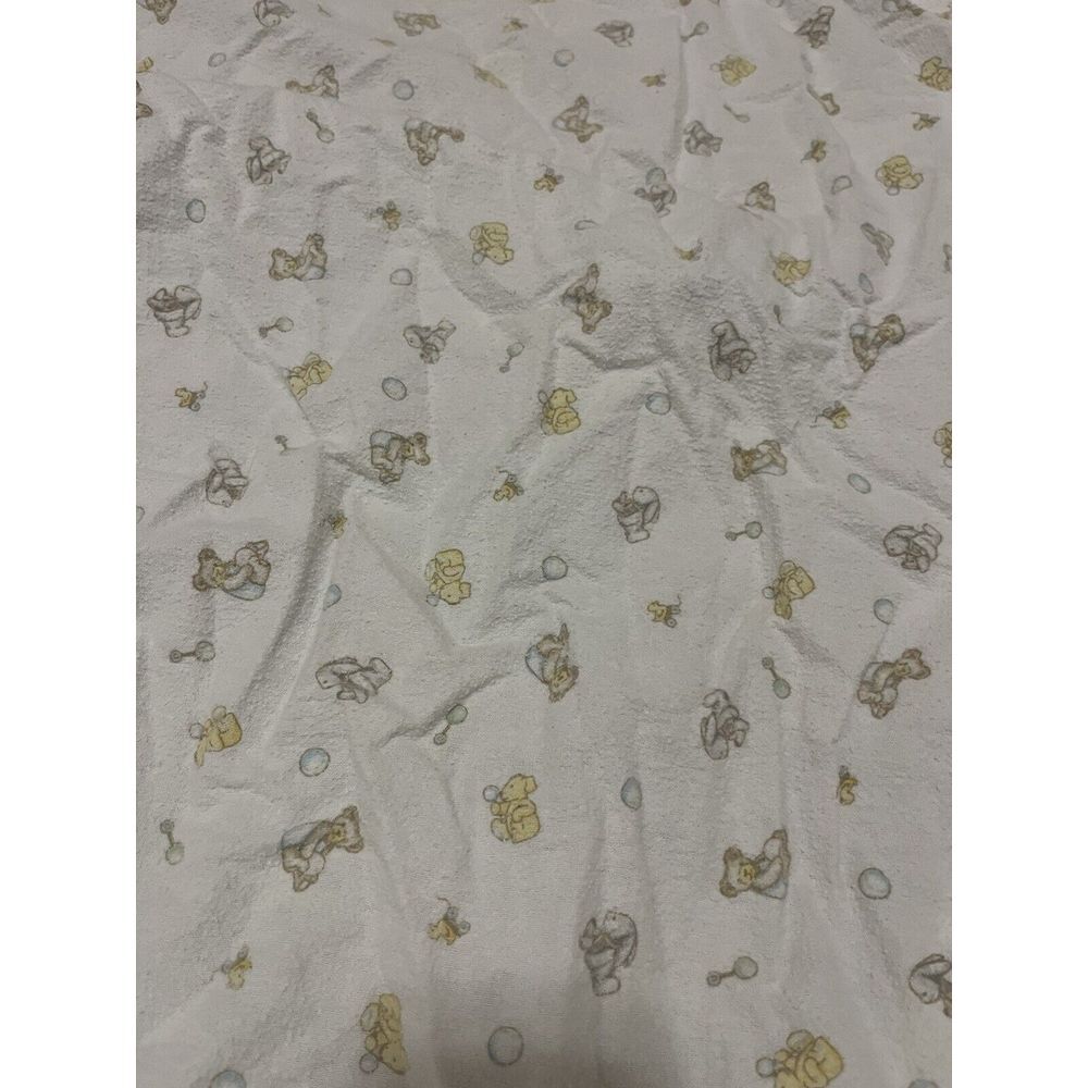 Vintage Carter's Rabbit Bear Duck Rattle Cotton Flannel Crib Sheet - RARE!